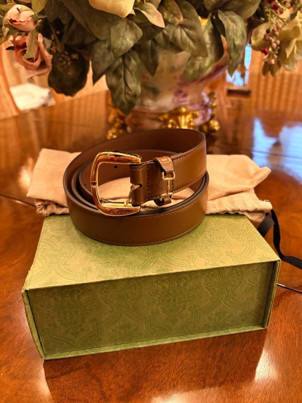 Gucci Men's Horsebit Brown Leather Belt